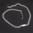 thumbnail image 4 of Visland 2 Pcs Clavicle Chain Stainless Steel Silver Color Men Cuban Chain Necklace for Party, 4 of 8