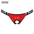 thumbnail image 2 of Lencería para hombre, aspecto mojado, bolsa para bultos, bragas de látex con recortes, suspensorio de cintura baja, tanga, ropa interior, calzoncillos con cintura con letras, 2 of 5