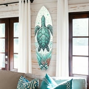 Outdoor Decorative Turtle Surfboard Wall Art, PVC, Weather Resistant, Surfboard Sign (2 Foot)