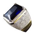 thumbnail image 2 of Trayknick Bague Punk Homme Forme Carrée Faux Rubis Saphir Incrusté Bijou de Fête Cadeau Bleu US 5, 2 of 10