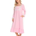 thumbnail image 4 of Pompotops Robe Décontractée pour Femme à Manches Longues, Col Carré, Mi-Mollet, Tenue de Détente pour la Maison en Solde, 4 of 5
