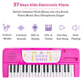 thumbnail image 2 of Lictin Piano Keyboard for Kids, 37-Key Electronic Piano Music Toy with Stool & Microphone, Musical Learning Toys Gift for 1 2 3 4 Year Old Toddler Girls, Pink, 2 of 9