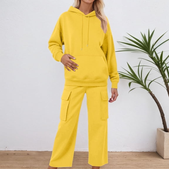 Womens Sweatsuits 2 Piece Hoodie Long Sleeve Pullover and Baggy Sweatpants Lounge Fall Matching Sets Athletic Set