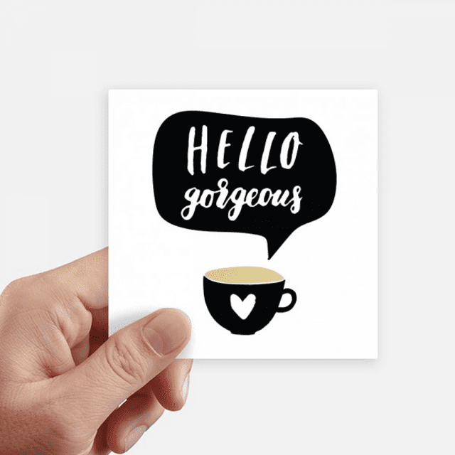 Autocollant Citation "Hello Gorgeous" pour Écriture à la Main, Carré, 10cm, Valise Murale, Ordinateur Portable, 4 Pcs