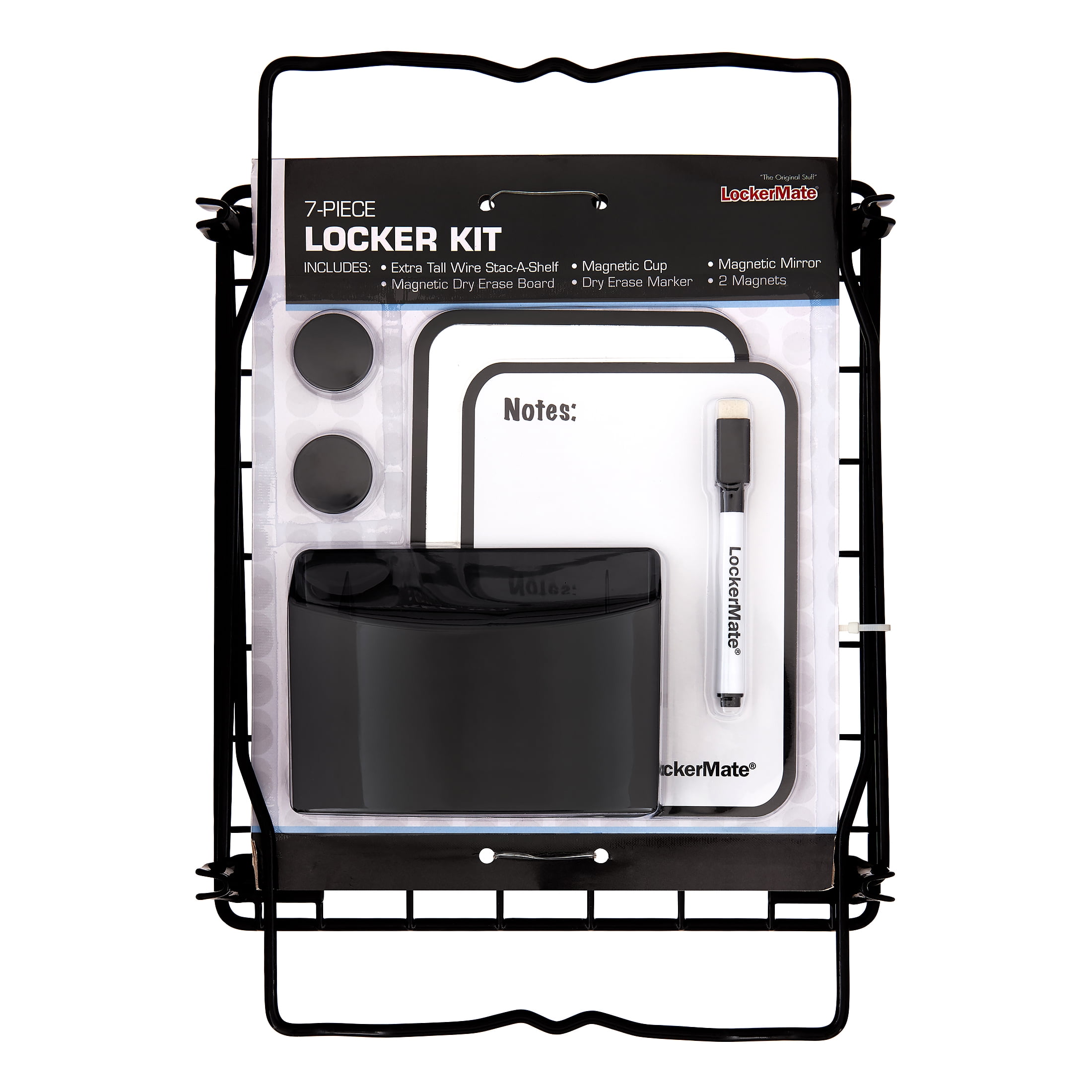 Lockermate 7 pc Locker Kit Magnetic Mirror Shelf Dry Erase Board Magnets NEW 