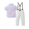 thumbnail image 2 of CARETOO Baby Boy Clothes Suits, Toddler Summer Formal Short Shirt+ Bowtie+ Suspender Gentleman Wedding Outfit 3T, 2 of 12