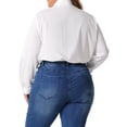thumbnail image 4 of DARING DIVA Women's Plus Button Down Long Sleeve Blouse 1X White, 4 of 6