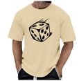 thumbnail image 3 of Huesdet T-Shirts Graphiques pour Hommes à Manches Courtes, Col Ras du Cou, Chandail Décontracté Texturé, T-Shirts (Beige, G), 3 of 6