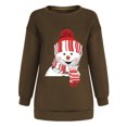 thumbnail image 2 of Túnica de moda Gibobby Sudadera de cuello redondo con estampado navideño para mujer Café L, 2 of 5