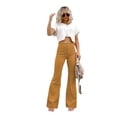 thumbnail image 2 of Pantalones casuales de pana de color sólido de primavera para mujer, pantalones micro elegantes de cintura alta, pantalones con botones, 2 of 5