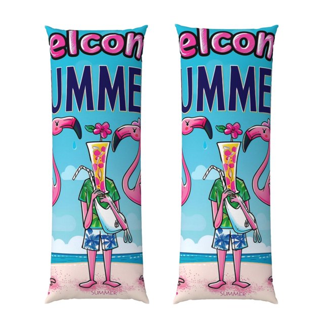 Balery Beach Flamingo Trio Funda Protectora para Almohada Corporal de Algodón Hipoalergénico con Cierre(55 x 21 pulgadas), Almohadas No Incluidas