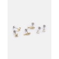 thumbnail image 6 of Free Assembly Women's 14K Gold-Plated Simulated Opal & Cubic Zirconia Flat Back Stud Earrings, Set of 3 Pairs, 6 of 6
