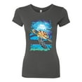 thumbnail image 2 of Swimming Sea Turtle Animal Lover Womens Slim Fit Junior Tee, Dark Grey, X-Large, 2 of 3