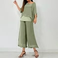 thumbnail image 2 of UAMVSH Womens Chiffon Pantsuit Sets Elegant Double Layered Loungewear Outfits Fashion Boho Sparkly Mesh Tops and Flowy Pants(3X-LargeGreen), 2 of 7