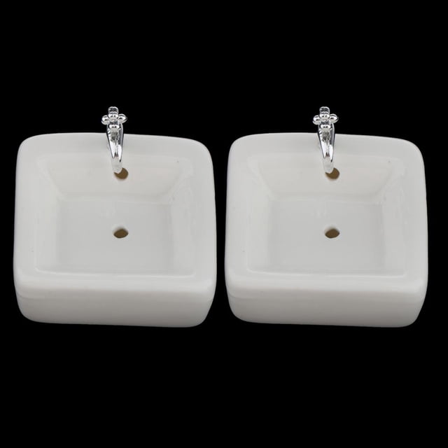Muebles de Muñeca Hugo Lavabo Cuadrado Miniatura 2 Piezas para Decoración 1/12