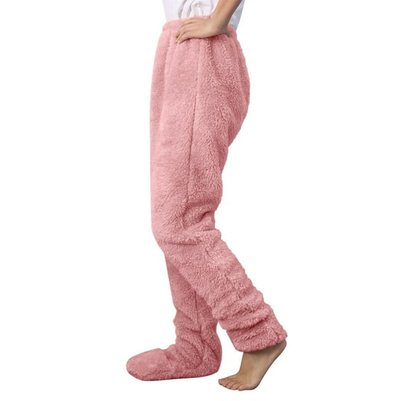 Winter Warm Coral Fleece Socks Leggings Sleepwear Ankles Knees Loose Home Pants