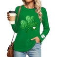 thumbnail image 2 of St. Patrick's Day T-Shirt for Women Glitter Shamrock Graphic Crewneck Long Sleeve Slim Fit Festive Top Saint Paddy's Day Party Celebration Clothes, 2 of 6