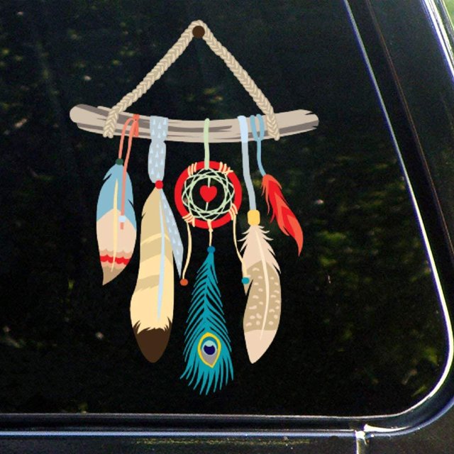 Decal Stickers for Cars Funny Window Stick Garland with Feathers Car Decal Car Decoration Self Adhesive Window Sticker for Van Truck Vehicle 15 Inch