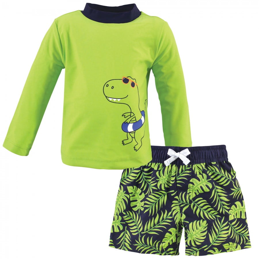 Hudson Baby Toddler Boy Swim Rashguard Set, Swim Dinosaur, 2 Toddler