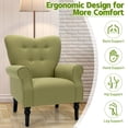 thumbnail image 4 of Gymax Modern Accent Chair w/ Tufted Backrest & Rubber Wood Legs Avocado Green, 4 of 7