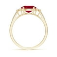 thumbnail image 2 of ANGARA Natural 1.25 ct Ruby Engagement Ring with Trio Diamond Accents in 14K Yellow Gold for Women (Size-8x6mm) | July Birthstone, Anniversary, Jewelry Gift for Women | Natural Ruby Ring, 2 of 10