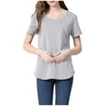 thumbnail image 5 of Ohufall Women's Cotton Maternity T Shirts Plus Size Pregnancy Clothes Summer Solid Color Short Sleeve Nursing Tops Loose Fit Casual Breastfeeding Tees, 5 of 6