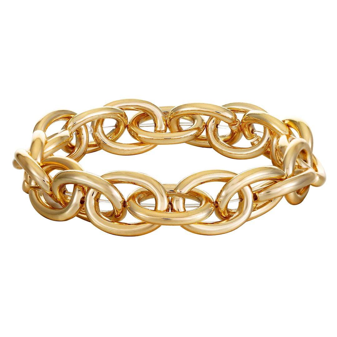 Time and Tru Womens Chunky Gold Link Stretch Bracelet