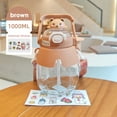 thumbnail image 3 of Hariumiu 1000ml Water Cup Large Capacity Food Grade Adorable Cartoon Kawaii Children Straw Water Cup Travel Accessory-1000ML,Animal,Brown, 3 of 8