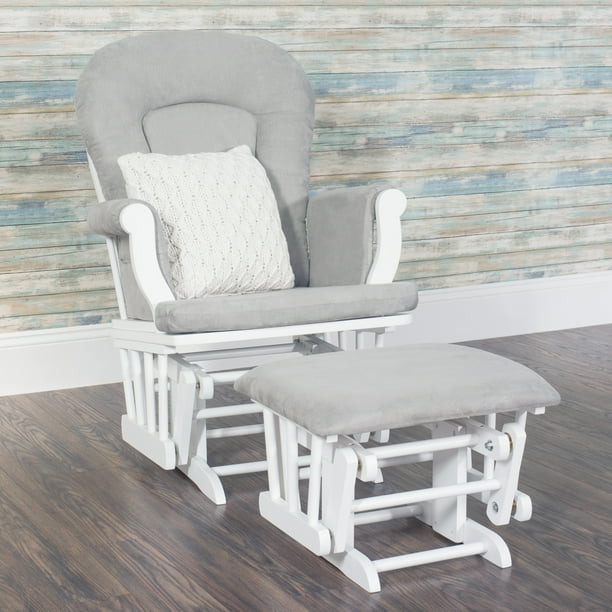 Forever Eclectic by Cozy Glider and Ottoman in Matte White Finish with