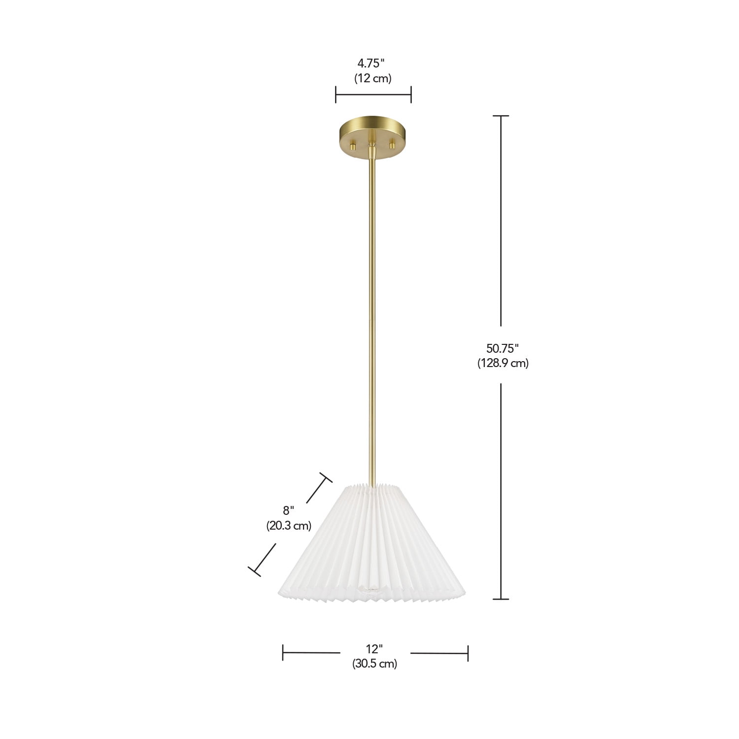 Novogratz x Globe Matte Brass Pendant Lighting with Off-White Pleated Fabric Shade