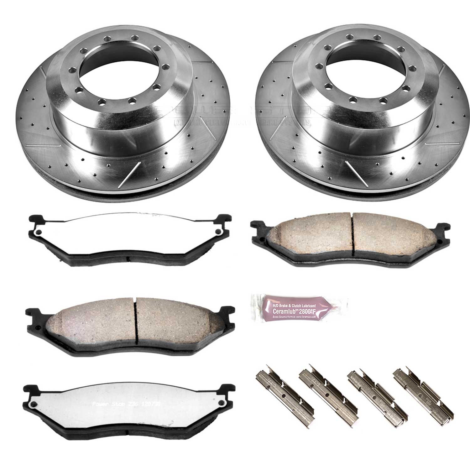 PowerStop Front/Rear Z36 Truck & Tow Carbon-Fiber Ceramic Brake Pad and Drilled and Slotted Rotor Kit Fits: FORD Select Models K5184-36