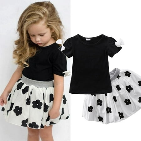 Short Sleeve Tutu - 2pcs Baby Girls Clothes Set Summer Short Sleeve and Tutu Skirt Outfit Little Girl Set