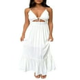 thumbnail image 1 of Robe Longue d'Été pour Femmes avec Nœud, Bretelles Spaghetti, Découpe, Robe de Soirée, 1 of 5