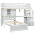 thumbnail image 5 of Harper & Bright Designs Wood Twin Size Bunk Bed with Desk and Staircase, L-Shaped Twin Over Twin Loft Bed with Storage Compartments and Shelves, White, 5 of 16