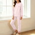 thumbnail image 4 of LEKWK Teen Boys Girls Pajamas Long Sleeve Tops and Elastic Waist Pants Kids Loungewear 2 Piece Outfits Fall Winter Comfy Casual Homewear 4-16Y, 4 of 8