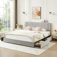 thumbnail image 2 of VECELO King Bed with Drawers, Upholstered Platform Bed Frame with Headboard USB Port, Wooden Slats Support, No Box Spring Needed, Light Gray, 2 of 11