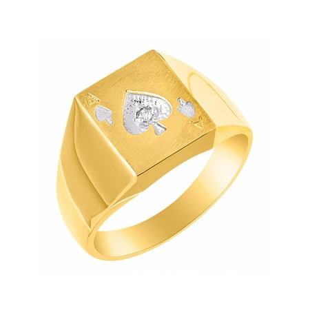 Rylos Diamond Ring Lucky Pinky Ring Sterling Silver Or Yellow Gold Plated Silver Ace Of Spades Poker Ring Ccsl Mr2842dy Walmart Com Walmart Com