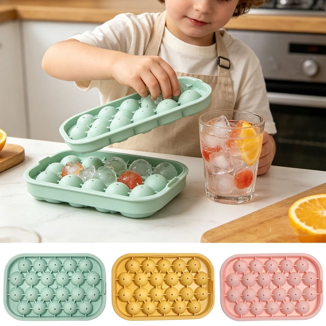 Bandeja Flexible Apilable de Silicona para Hacer Bolas de Hielo, Molde de Hielo de 22 Compartimentos de Fácil Liberación para Hacer Cubos de Hielo para Whisky, Cócteles y Bebidas Diarias de Café