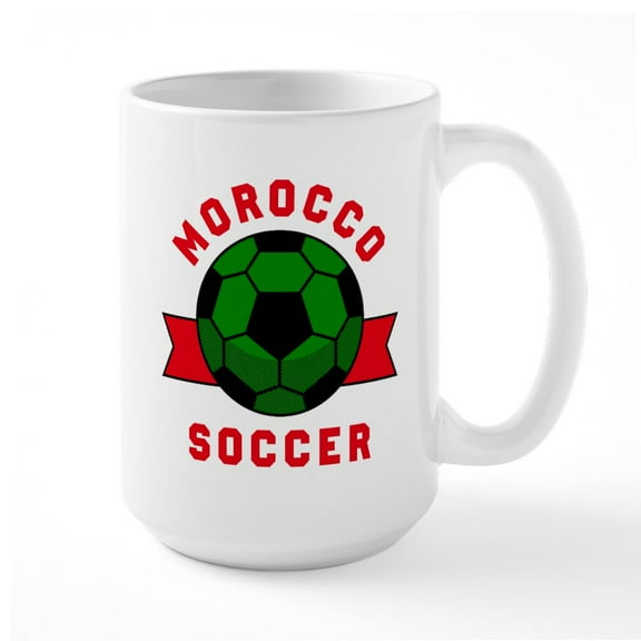 CafePress - Morocco Soccer Mugs - 15 oz Ceramic Large White Novelty Mug