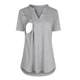 thumbnail image 1 of Icvfdpl Maternity Shirts For Women Summer Short Sleeve V Neck Plaid Print Tops For Breastfeeding Nursing Blouse Pregnancy Casual L, 1 of 7