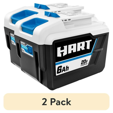 (2 pack) HART 20 Volts 6.0Ah Lithium-Ion Battery (Charger Not Included)