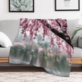 thumbnail image 5 of NIANHE Lakeside cherry trees blanket, printed design, winter sofa dormitory home decoration, must-have travel product. Size is 40x50 inches., 5 of 9