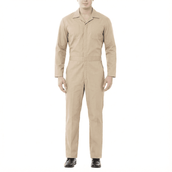 TOPTIE Coverall for Men Long Sleeve, Mechanic Jumpsuit Work Coverall Zip-front, Khaki Coverall