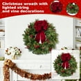 thumbnail image 2 of Pre-Lit Artificial Christmas Wreath,Artificial Christmas Garland For Front Door With Red Bow,Cones,Red Berries,LED Lights For Christmas Decor, 2 of 5