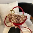 thumbnail image 2 of Baguery Women's Leopard Print Semi-Circular Saddle Bag - Elegant PU Leather Tote/Shoulder/Crossbody Handbag (9.8×2.7×5.1in)​, 2 of 9