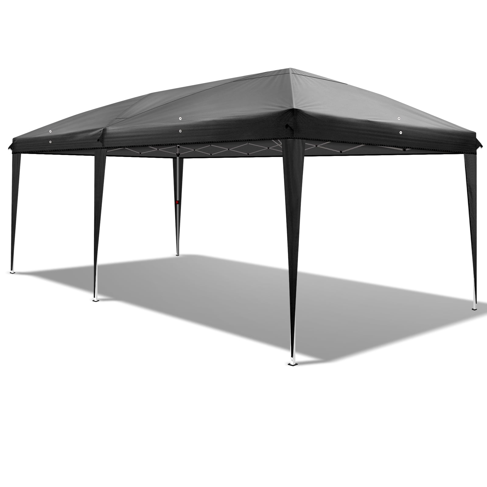 10x20ft Instant Pop Up Canopy Tent Black, 6 Mesh Panels 2 Doors 4 Mesh Windows, 28/22mm Powder Coated Steel Frame, 10x20mm Crossbar, 210D Oxford Folding Outdoor Tent with Carry Bag No Sandbags