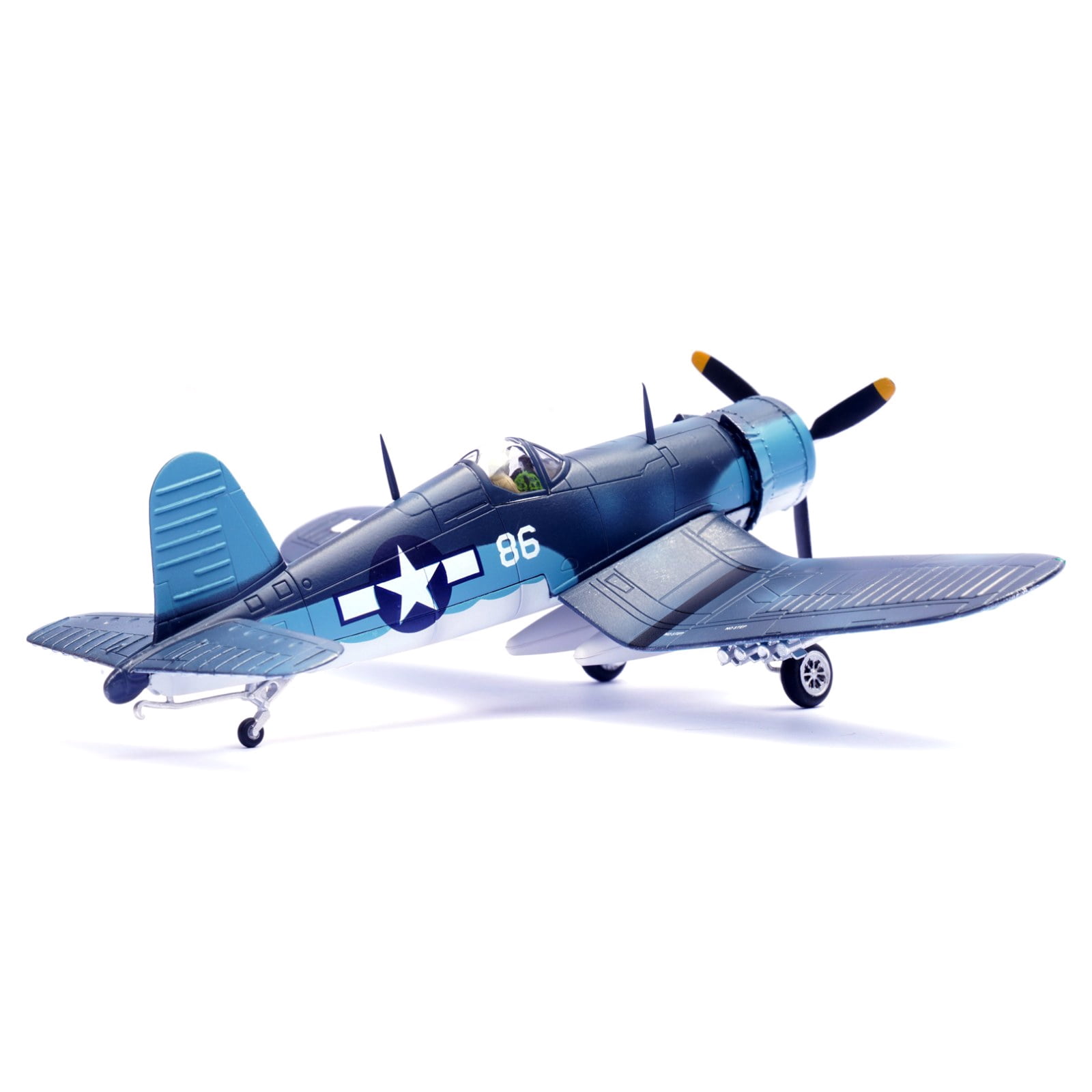 JIAHAOO 1:72 WWII F4U Corsair USMC Fighter Diecast Airplane Model VMF 214 White 86 Collectible Plane with Display