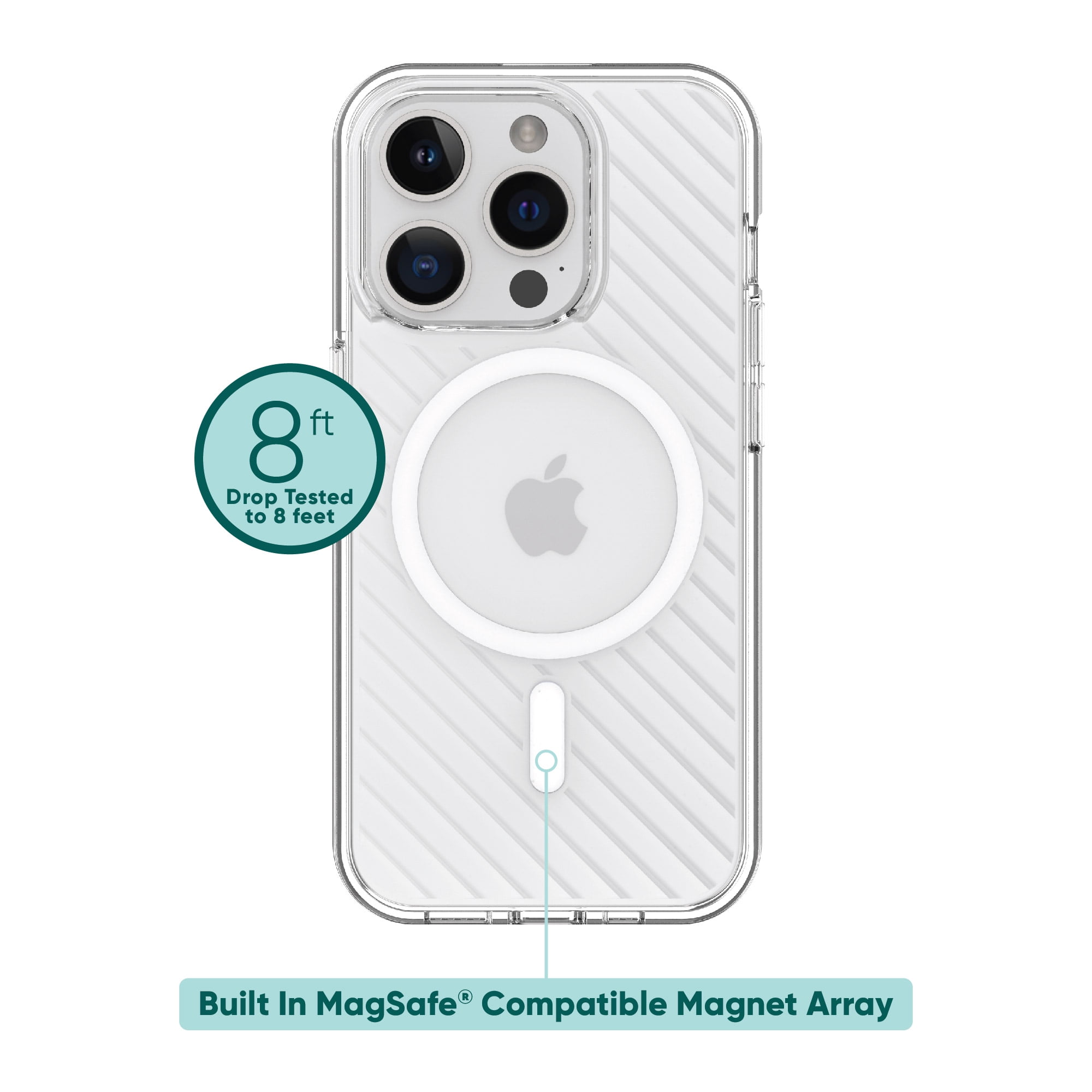 onn. MagSafe Compatible Gel Phone Case for iPhone 15 Pro, Clear