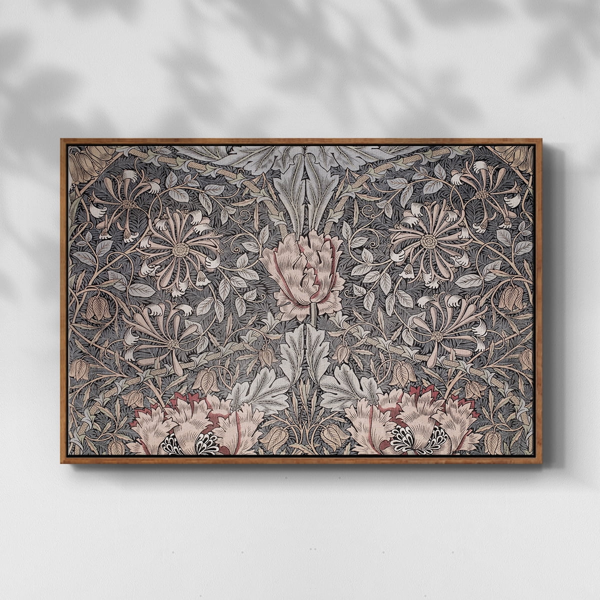 Vintage Abstract Print-XXX Framed in Walnut Wood Gallery Wrapped Canvas 25 in. x 37 in.