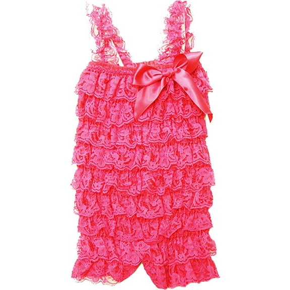 Wenchoice Girl's Hot Pink Lace Romper - S(6M-12M)